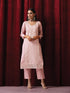 3 Pc Suit - Pink Cotton Silk Embroidered Kurta with Cotton Pant and Chanderi Embroidered Dupatta